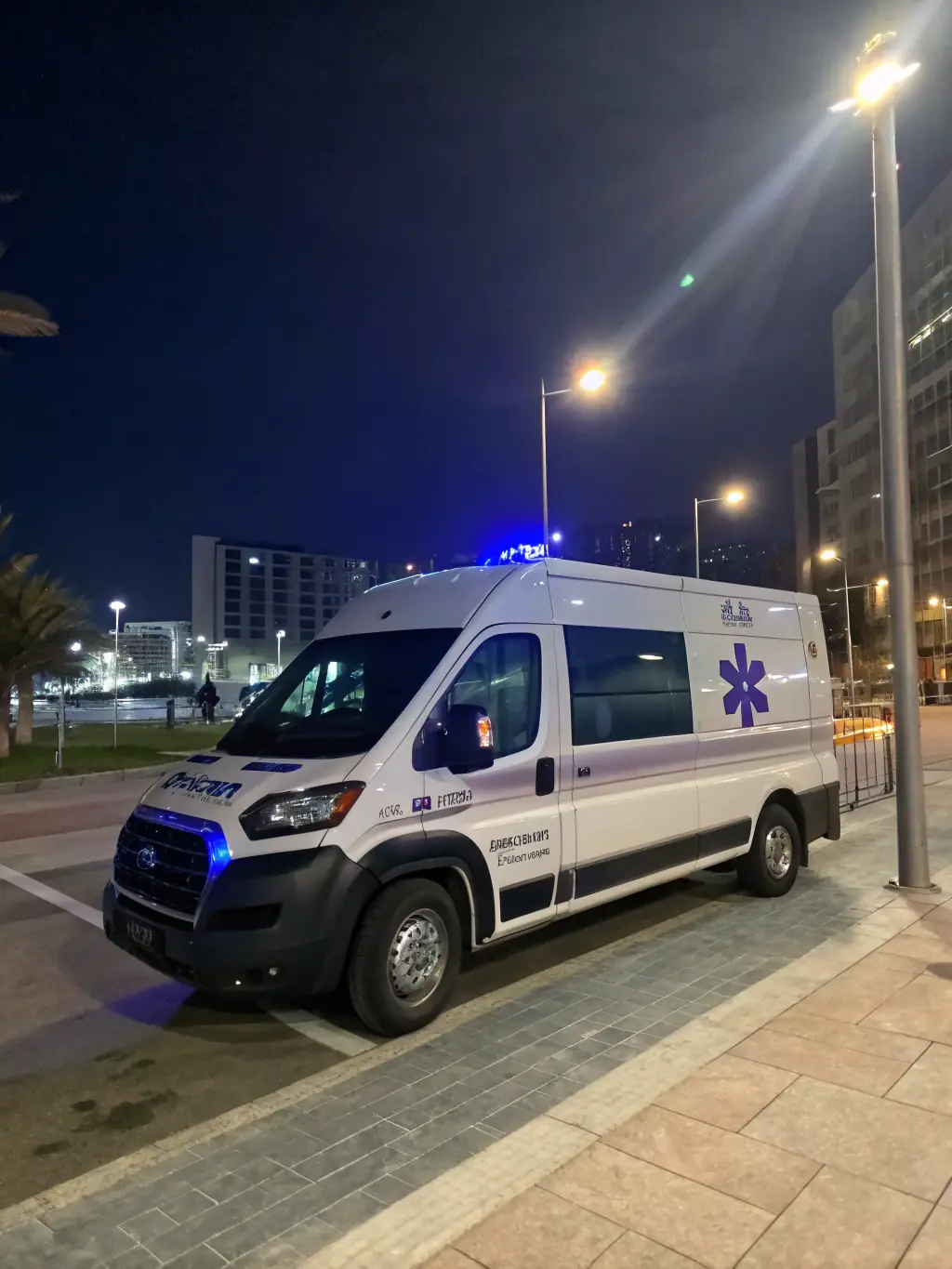 A Makal Medical Transportation Services vehicle equipped with GPS tracking, showcasing real-time location monitoring for medical supply deliveries.